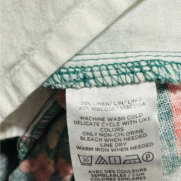 Loft linen blend floral Mini Skirt USM pockets comfort festival office boho - Picture 5 of 5